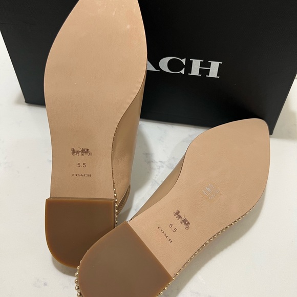 Coach Tan Leather Flats with Whipstitching - Picture 4 of 11